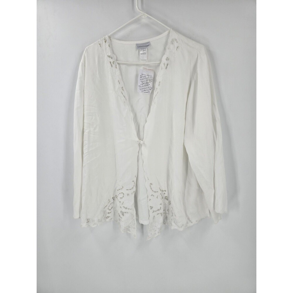 New Soft Surroundings Women Top Size 1X White Open Top Layer Cottagecore Boho